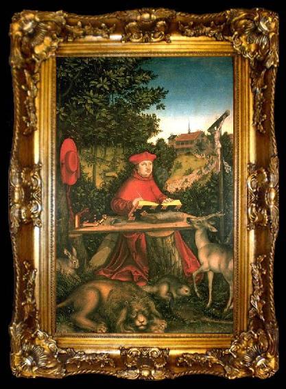framed  Lucas Cranach Kardinal Albrecht von Brandenburg, ta009-2